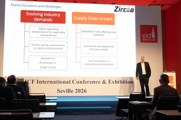 Zircoa Product Manager Ronny Simon presented the team's findings related materials for superalloy casting at the 34th EICF Conference and Exhibition in Seville, Spain.